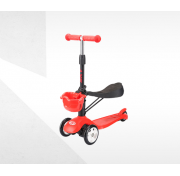 Самокат-беговел трехколесный с корзинкой Tech Team Sky Scooter new, красный